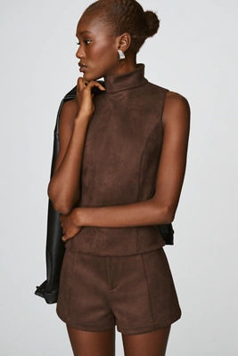 ETIENNE FAUX SUEDE TOP