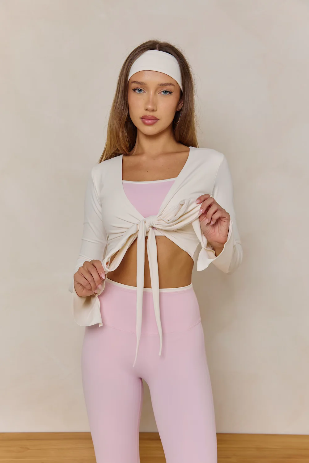 Astoria LIVE LUXE Wrap Sleeved Crop - Cream