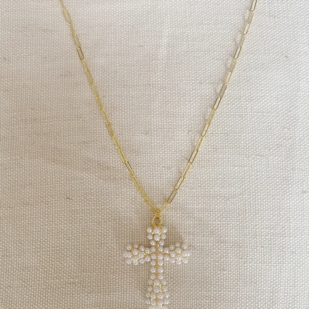 PEARL CROSS NECKLACE