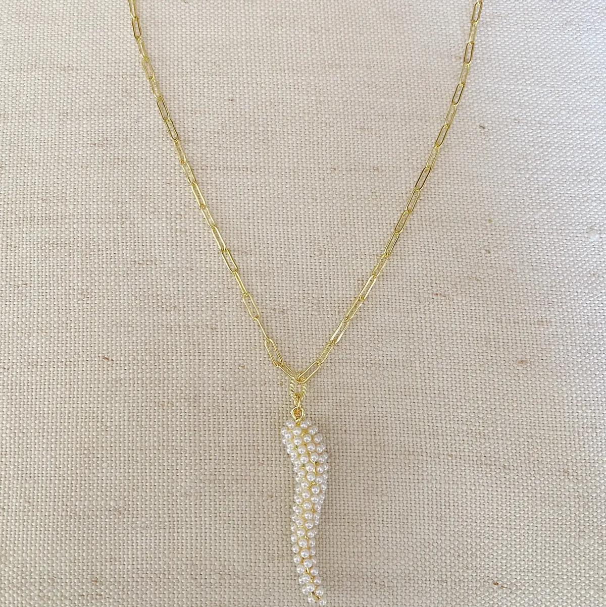 PEARL ITALIAN HORN NECKLACE