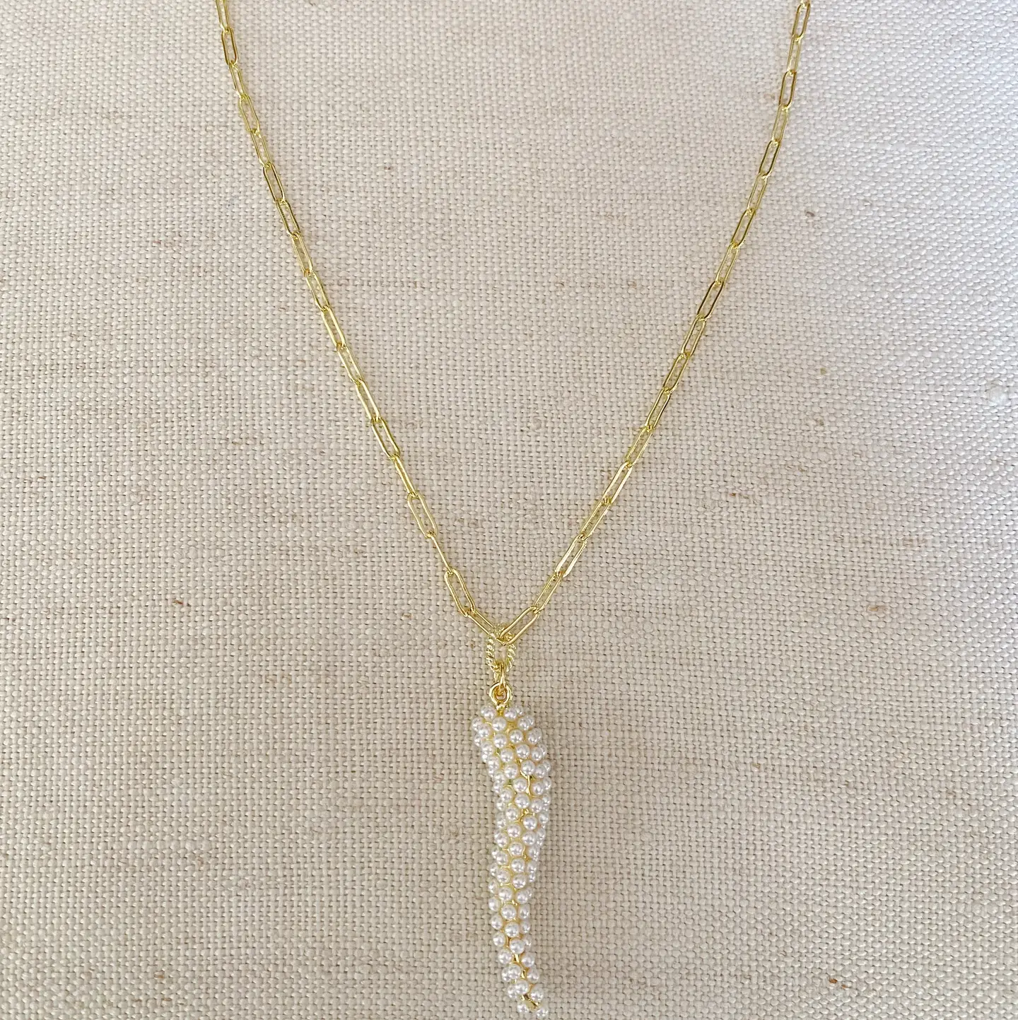 PEARL ITALIAN HORN NECKLACE