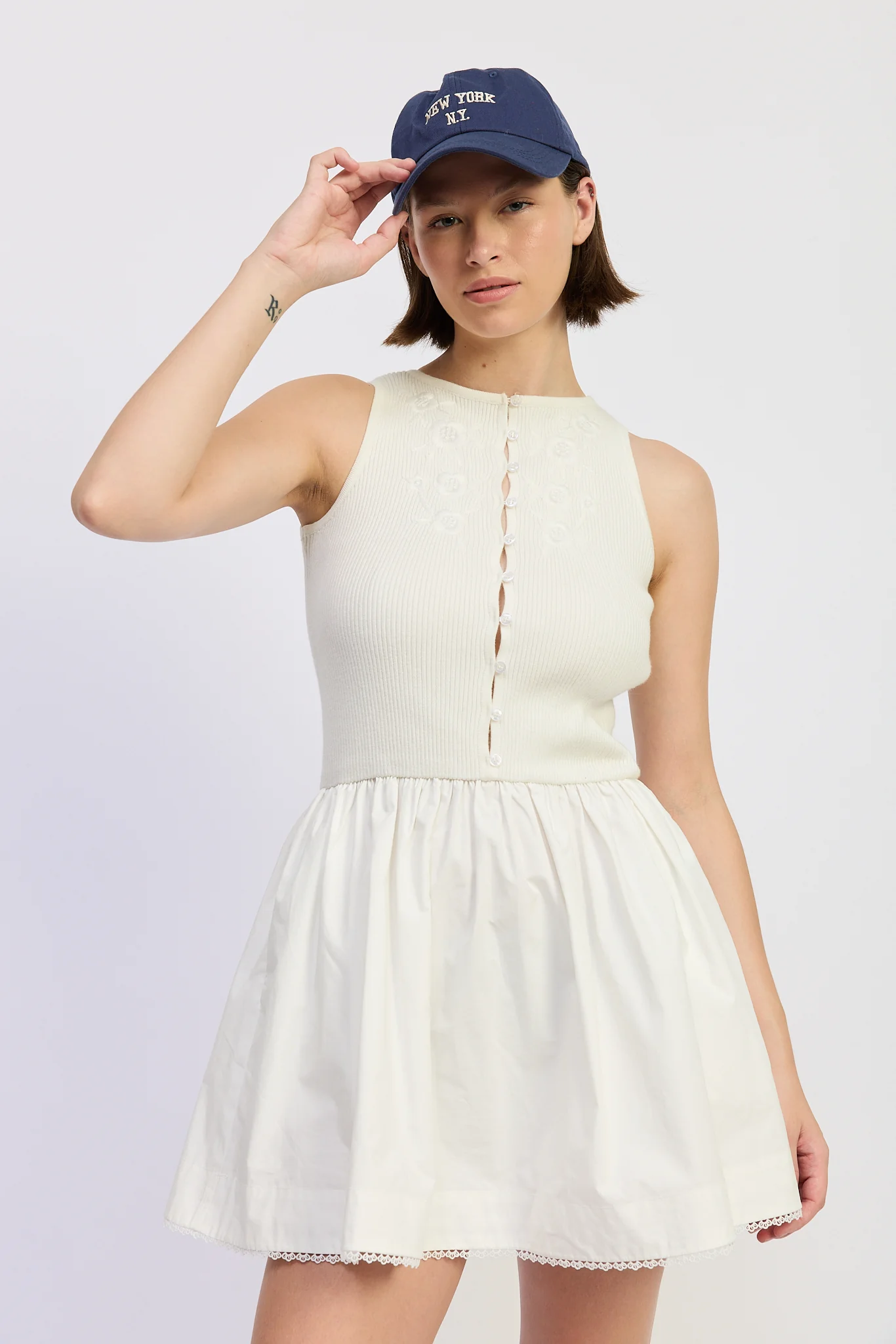 CANDANCE MIXED MEDIA MINI DRESS