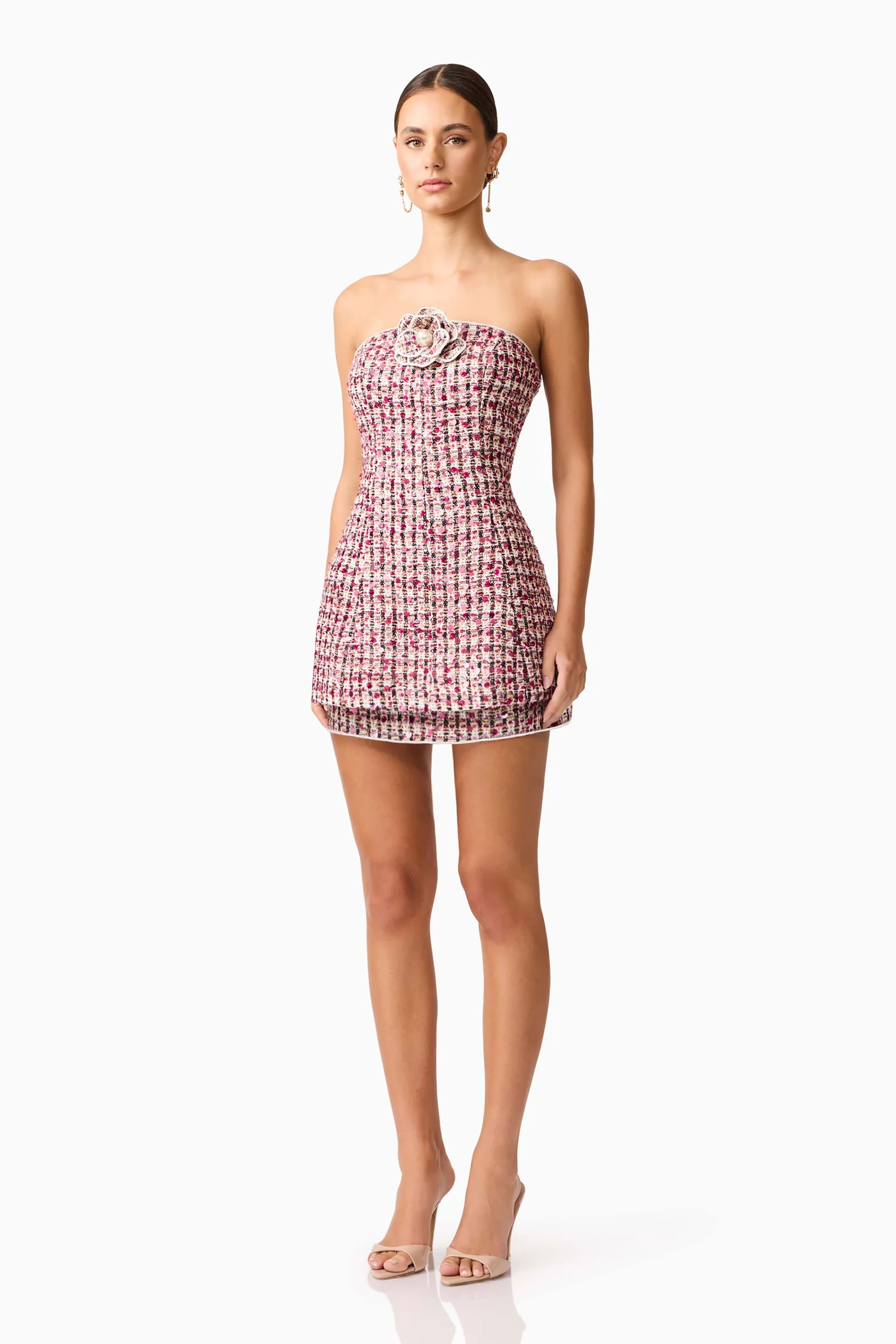 Elliatt - Bianca Strapless Tweed Set in Red