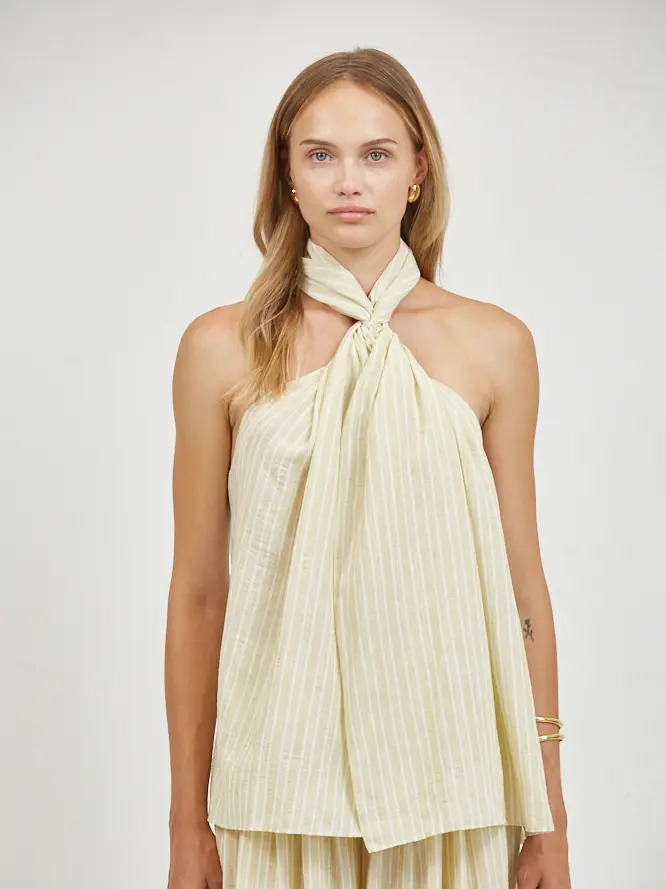 STRIPED HALTER NECK TOP