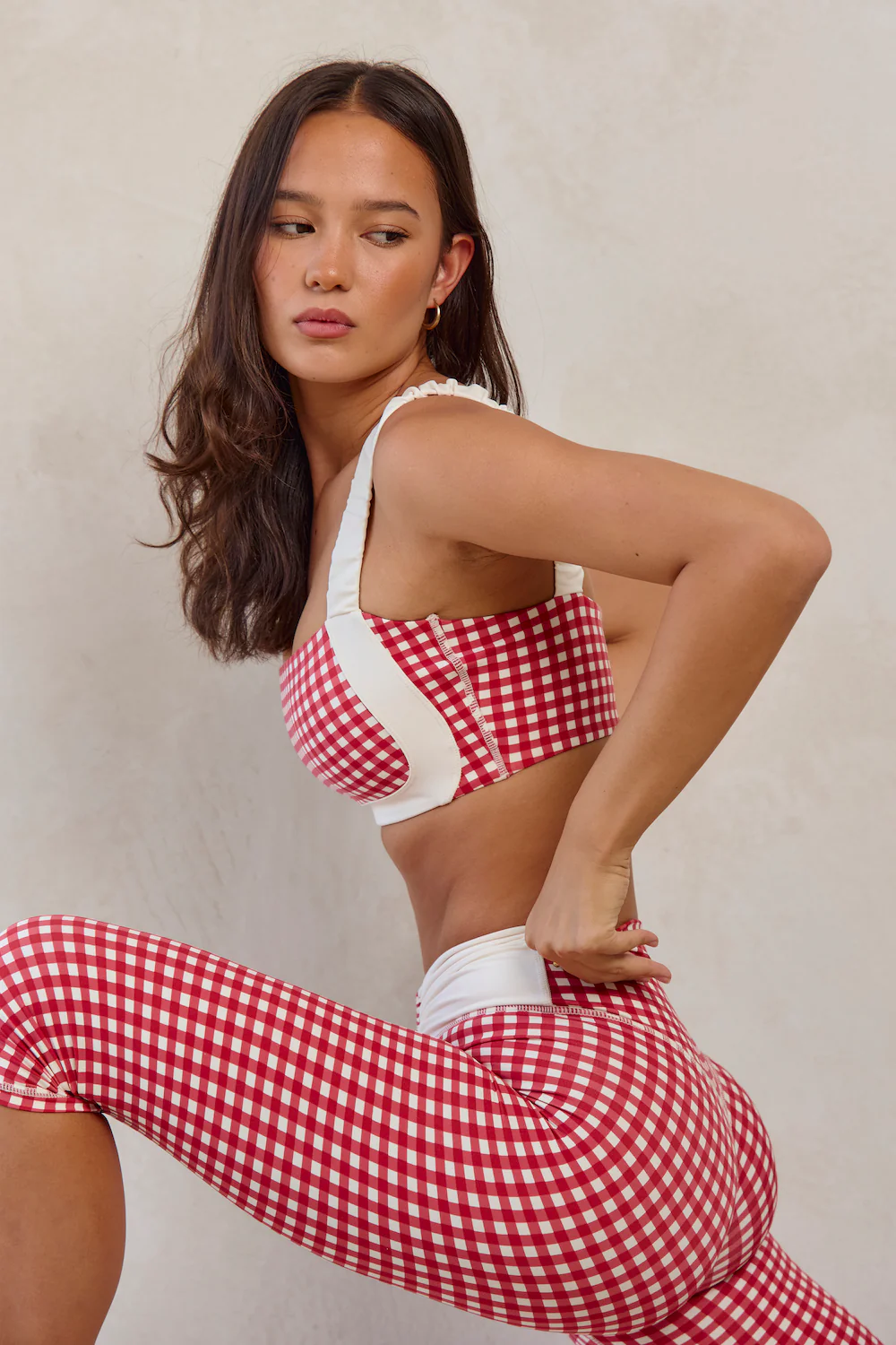 Astoria LUXE BALANCE Ruched Sports Crop - Red Gingham