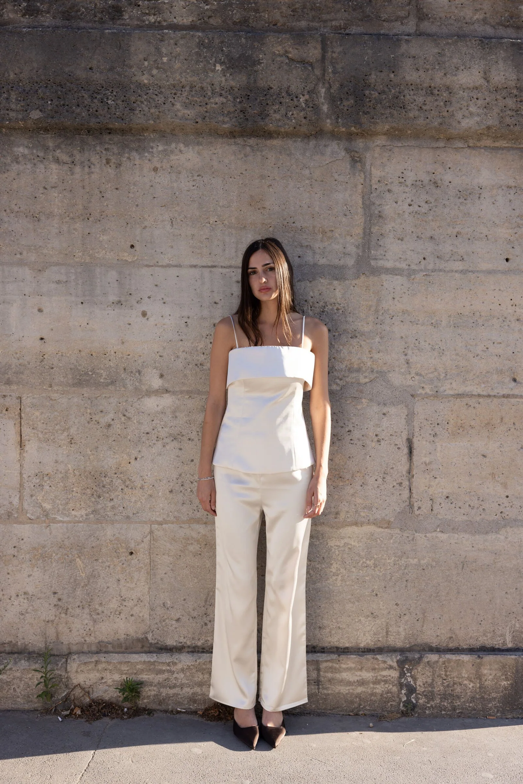 Cream Satin Pant