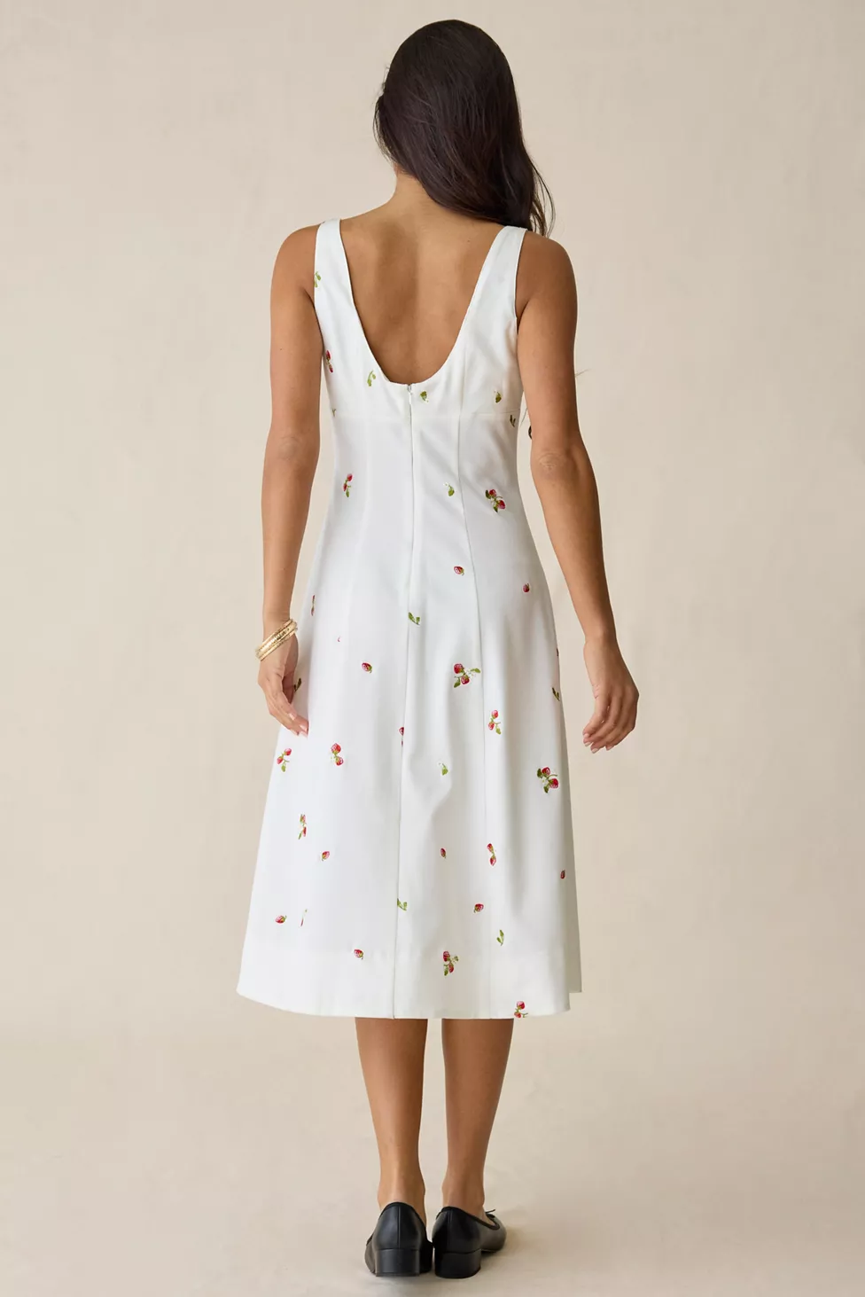STRAWBERRY KISS TIE-STRAP MIDI DRESS