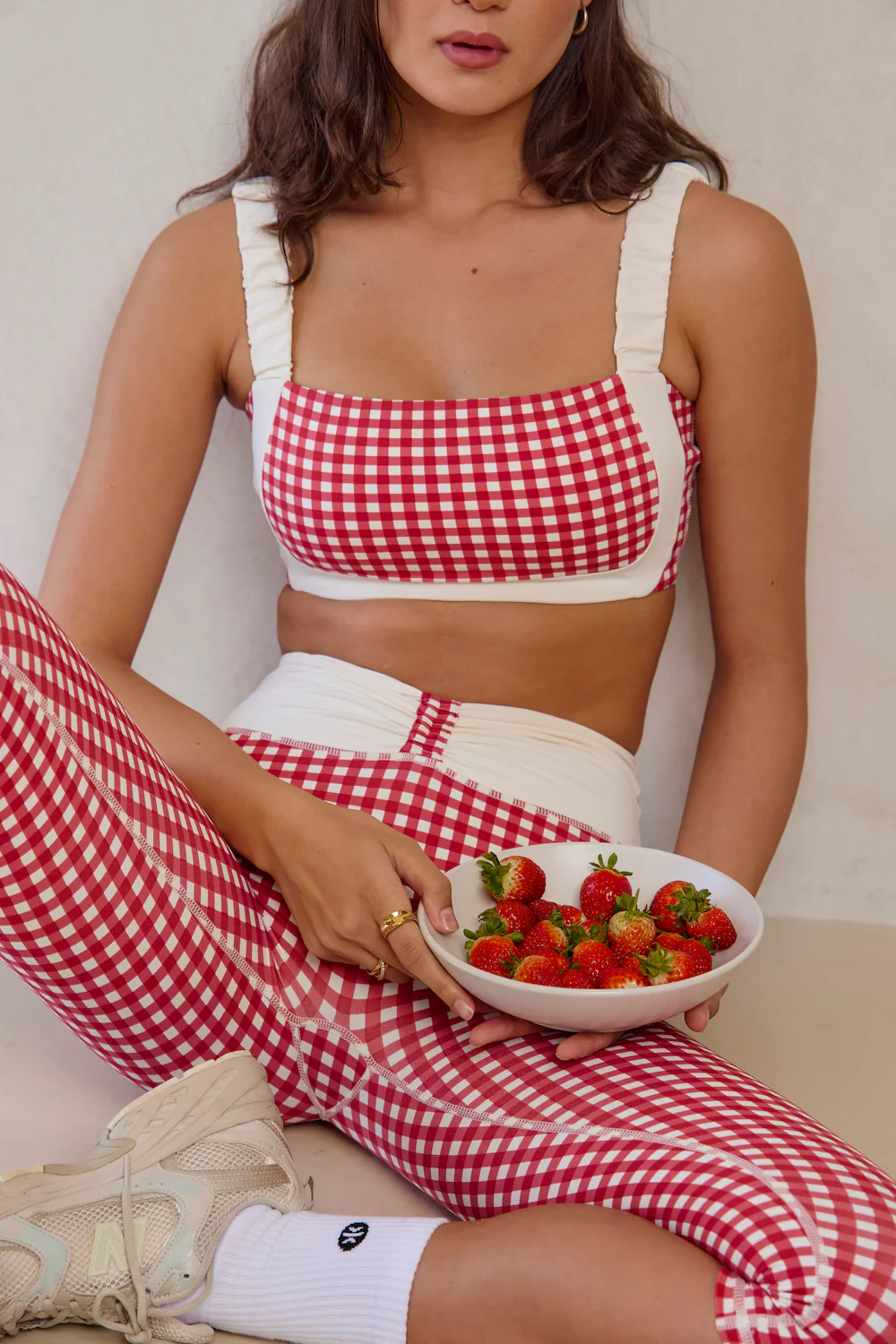 Astoria LUXE BALANCE Ruched Sports Crop - Red Gingham