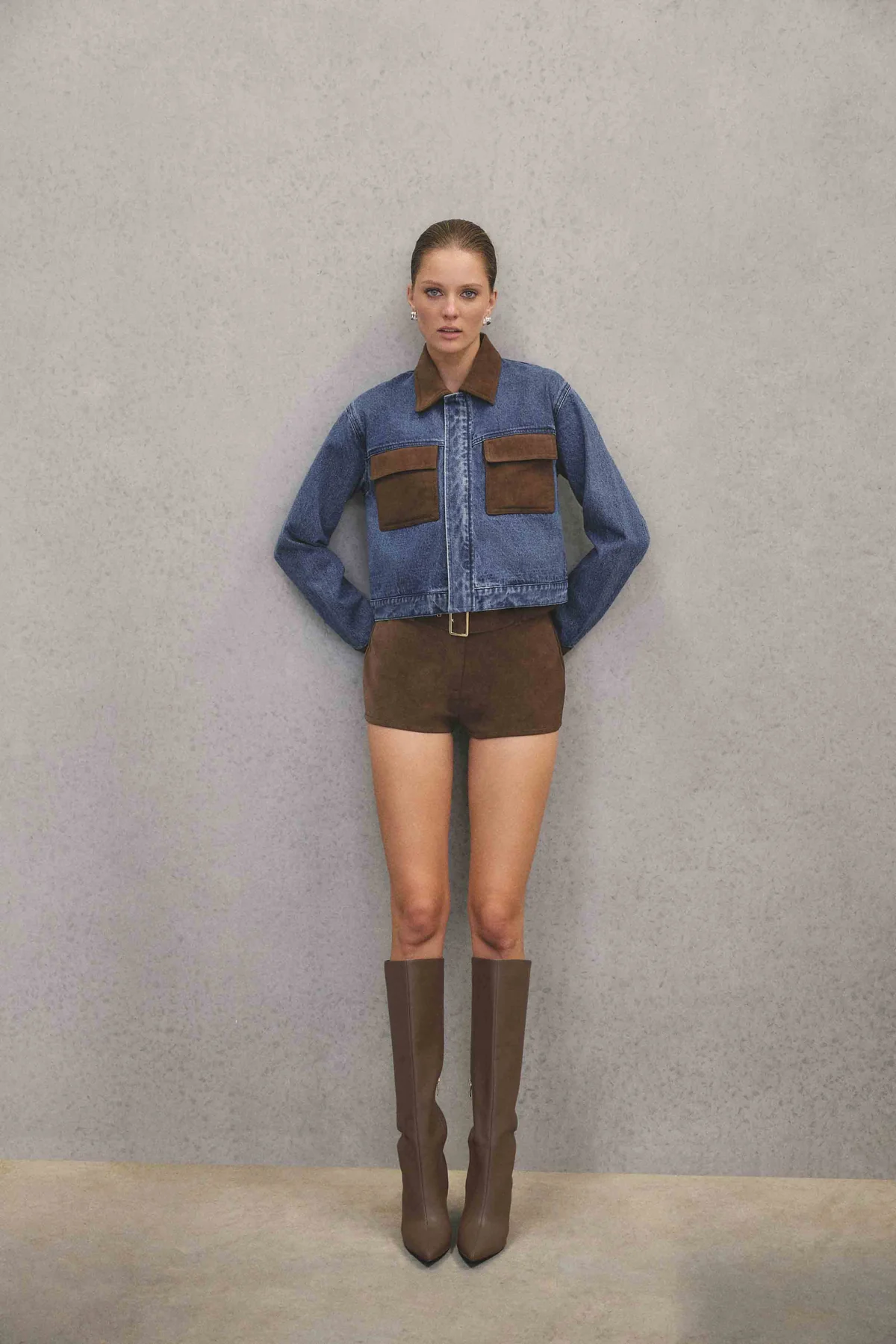 CURAAE Rhea Denim Jacket & Skirt Set