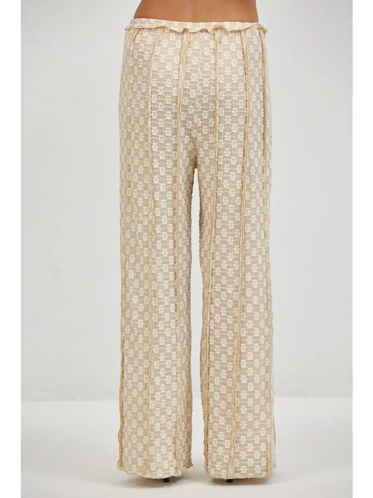 LACE RUFFLE WIDE LEG PANTS