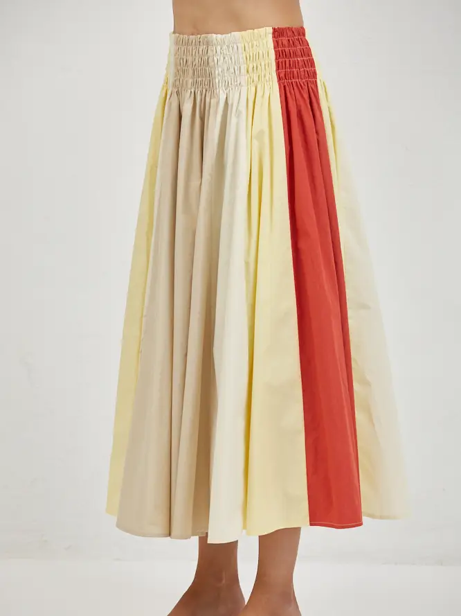 STRIPED MIDI SKIRT