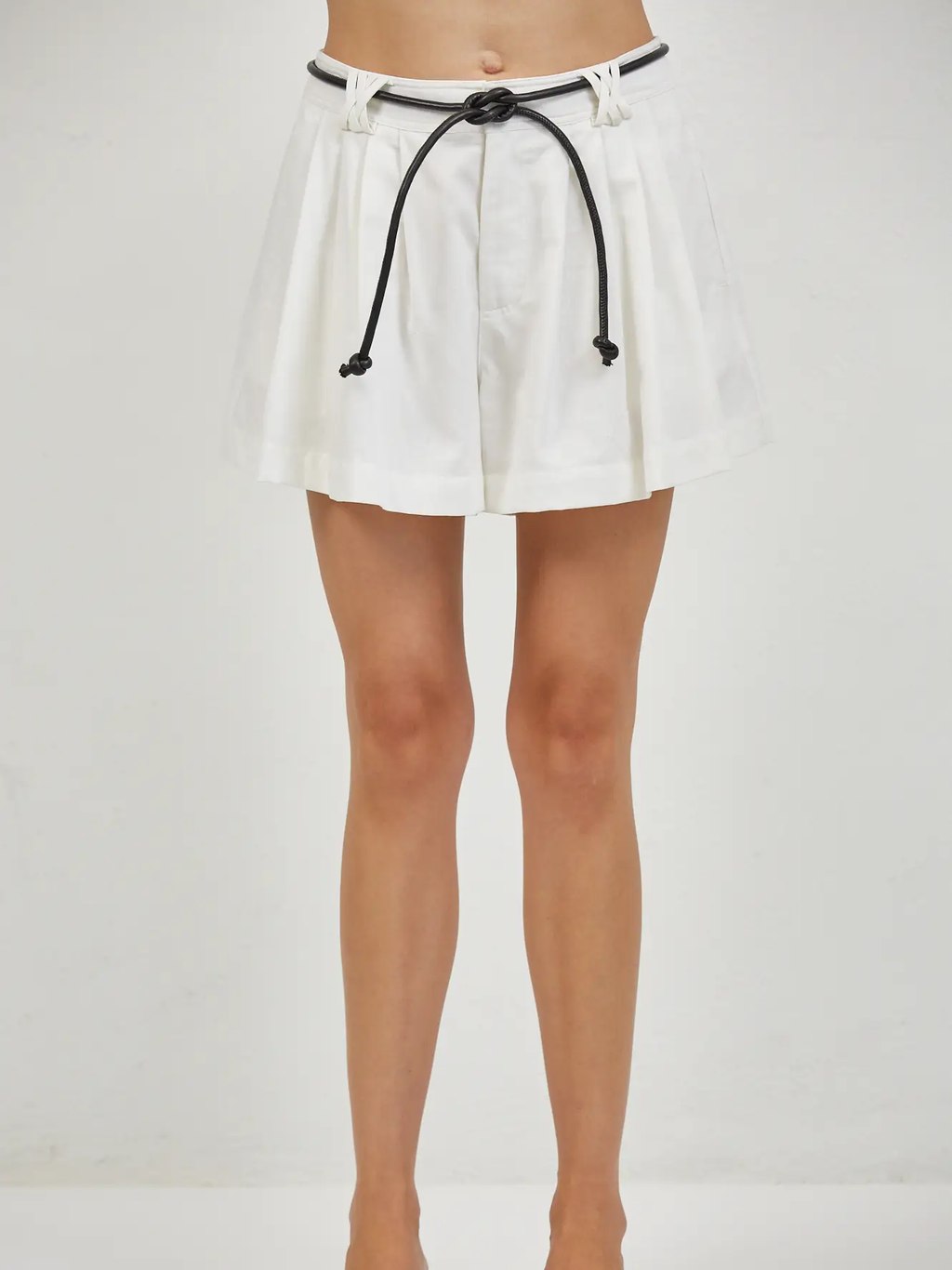WOVEN COTTON LINEN POLYESTER SHORTS W/ WAIST TIE
