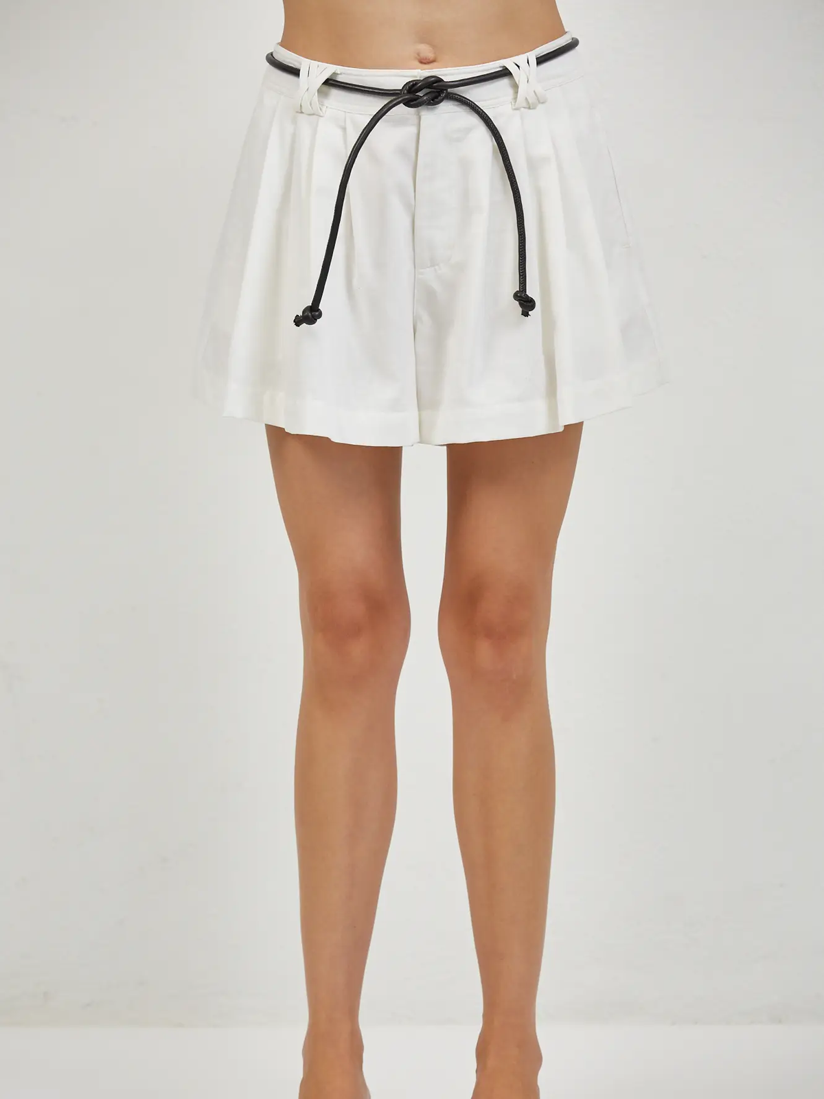 WOVEN COTTON LINEN POLYESTER SHORTS W/ WAIST TIE