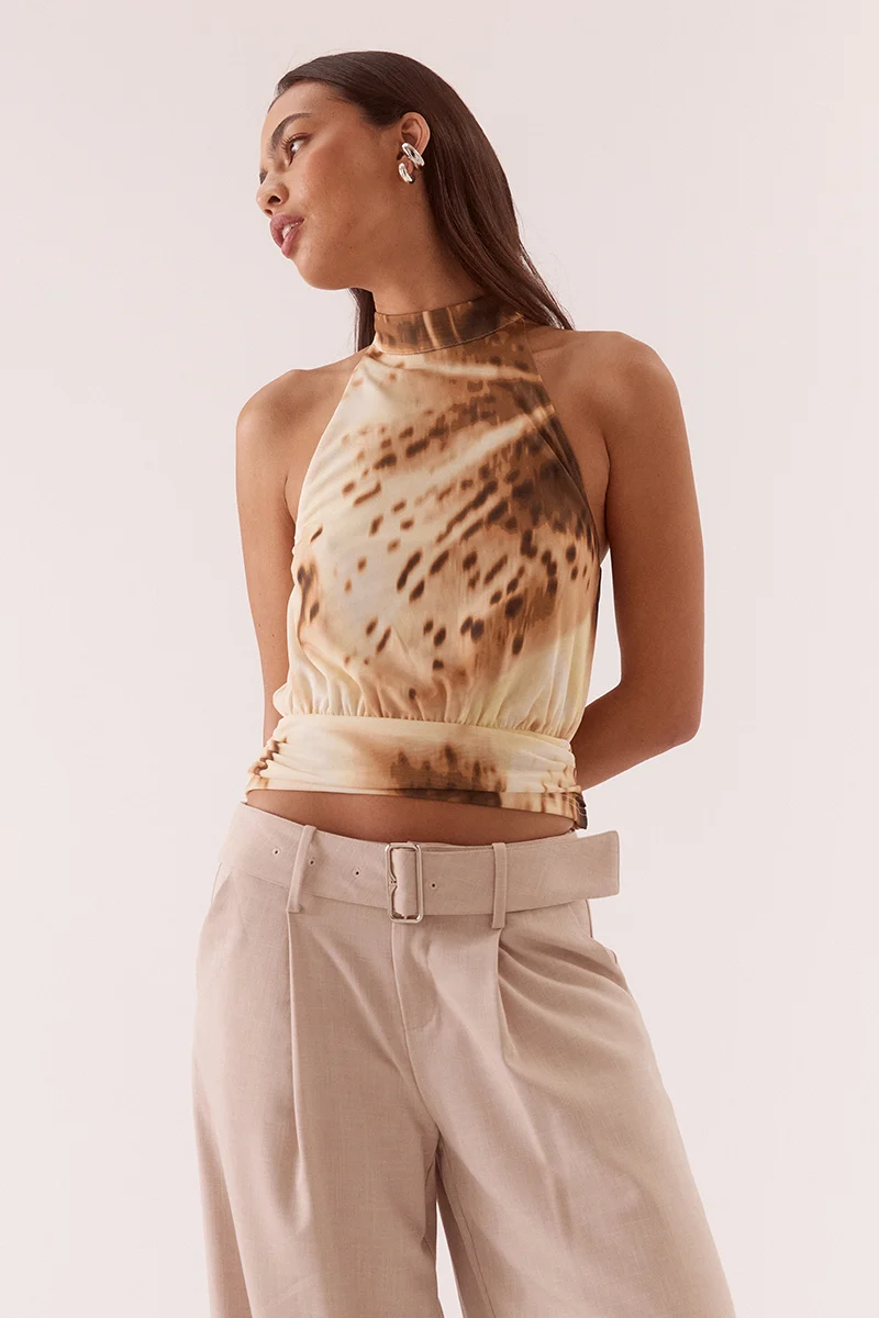 ODETTE HALTER TOP - LEMON ORCHID