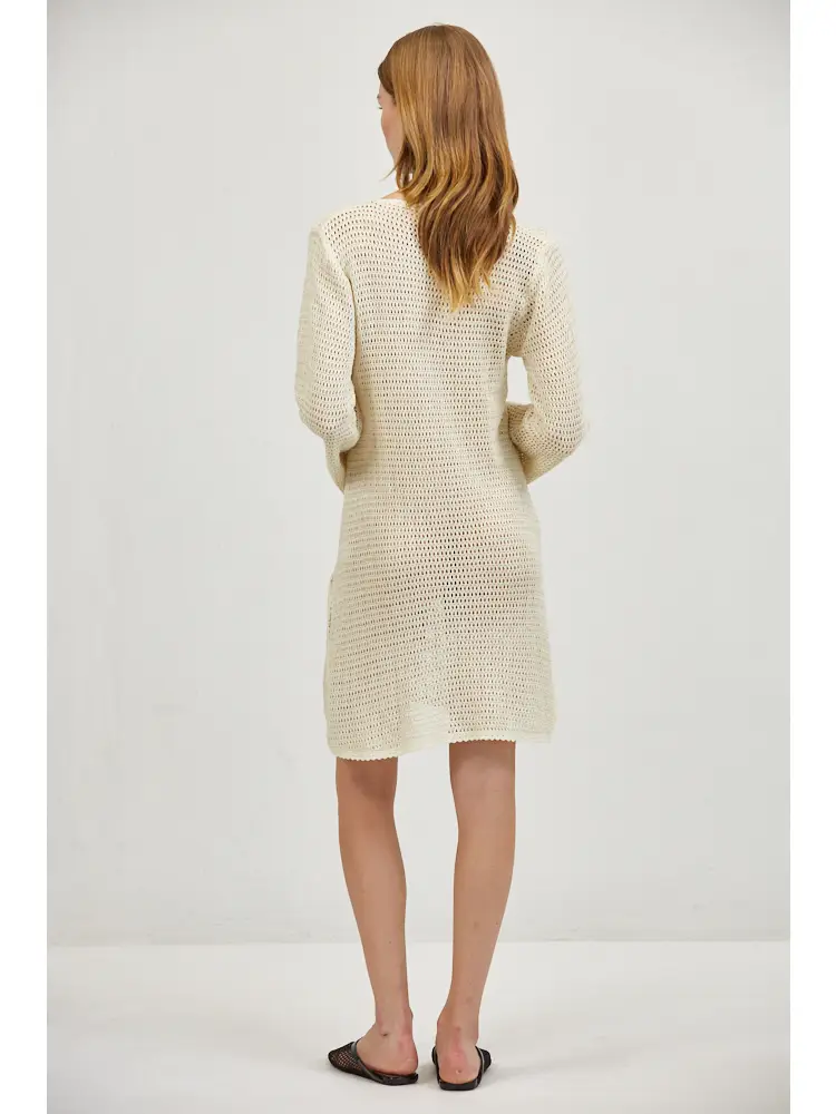 LACE V-NECK LONG SLEEVE MINI DRESS